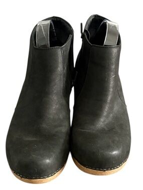 Dansko Maria Nubuck Black Zip Up Ankle Booties 41/10.5-11 Shoes Clogs Leather
